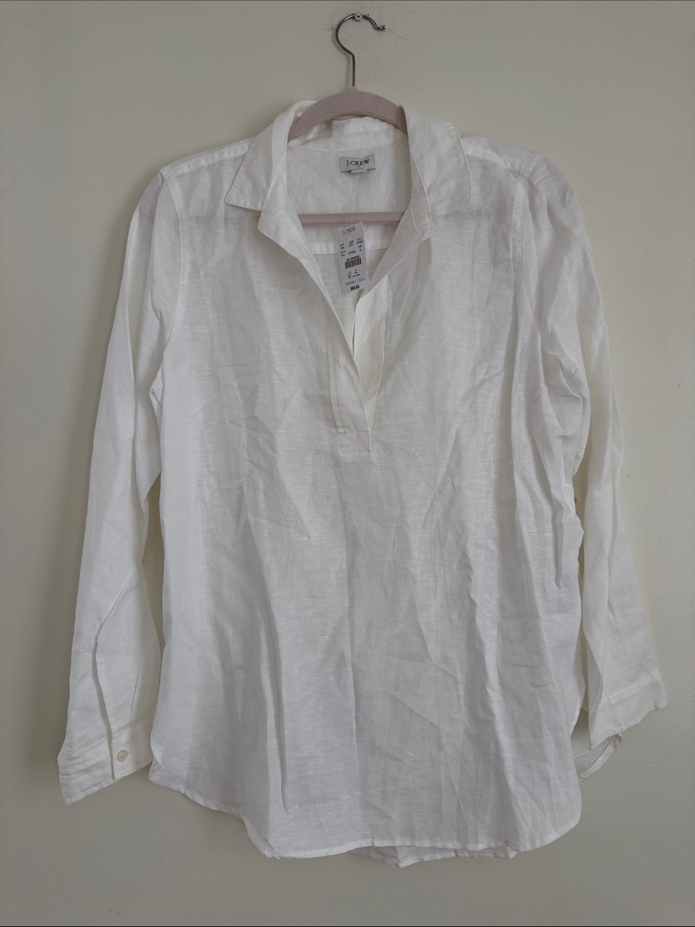 J. Crew White Linen Blend Button-Down Shirt